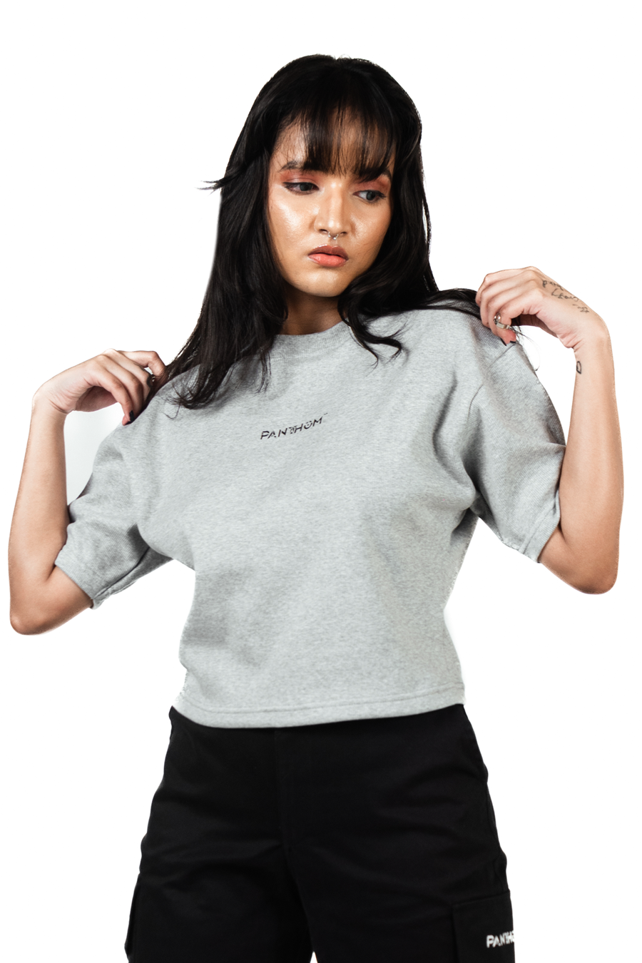 OPULENT CROP TEE - GRAY