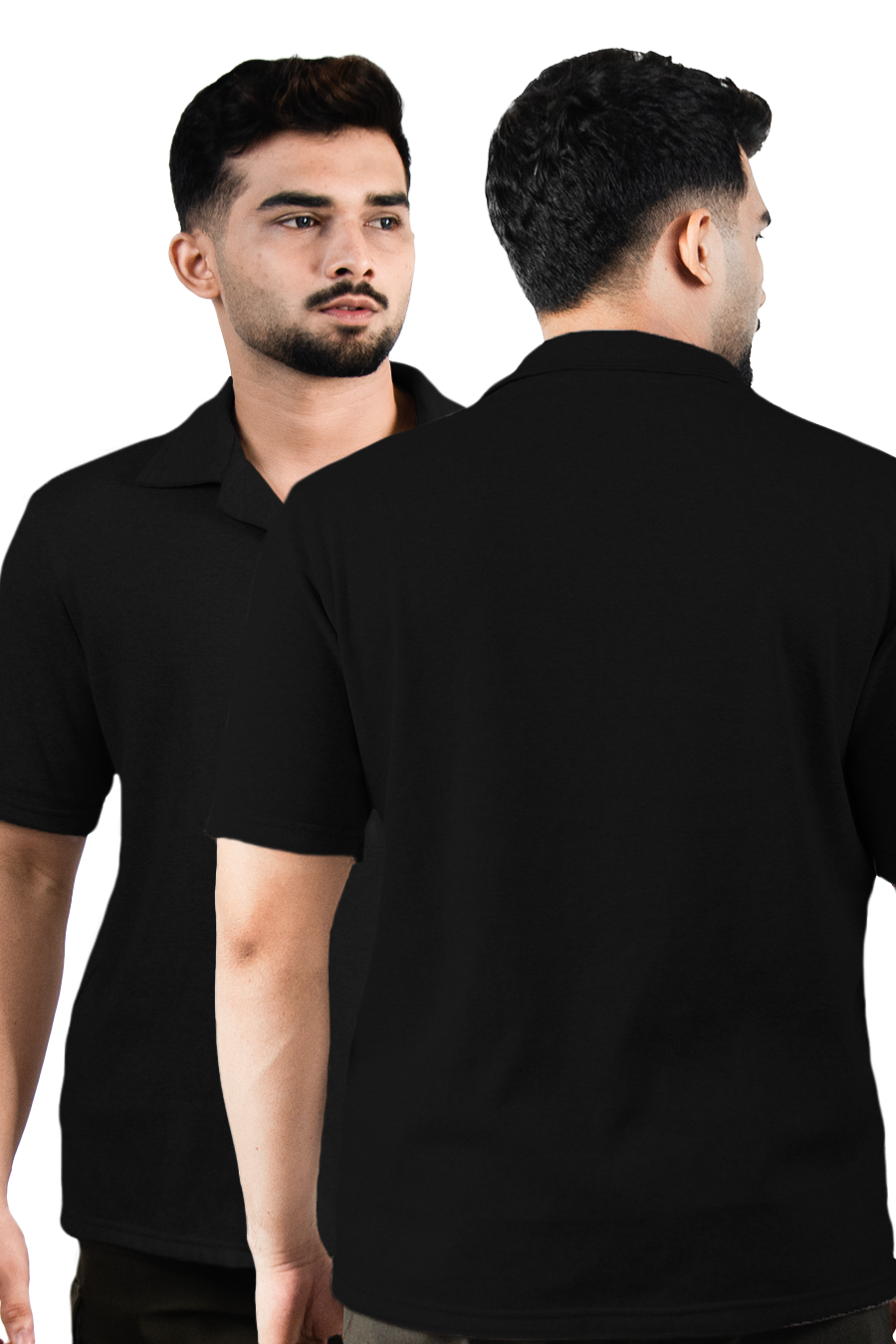 SPLENDOUR BUTTONED RIBBED SHIRT - BLACK